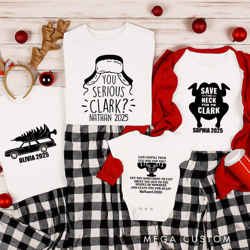 Personalized Classic Christmas Movie Inspired Funny Christmas Family Matching Shirts Group Shirts Movie Holiday Shirt