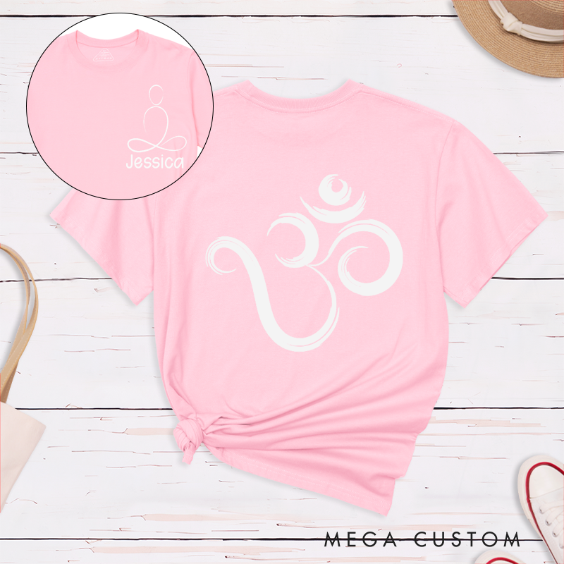 Personalized Om Symbol T-Shirt with Line Meditation Pattern Design Perfect Gift for Yoga Lover and Meditation