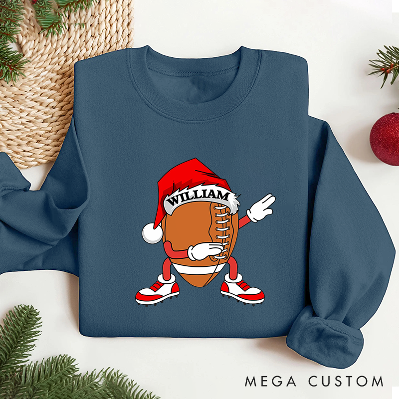 Personalized American Football Christmas Sweatshirt with Custom Number for Festive Style with a Fun Twist