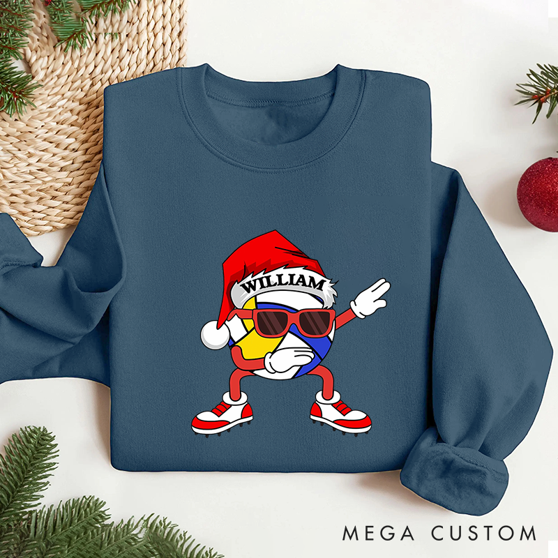 Personalized Dabbing Volleyball Christmas Sweatshirt with Custom Name