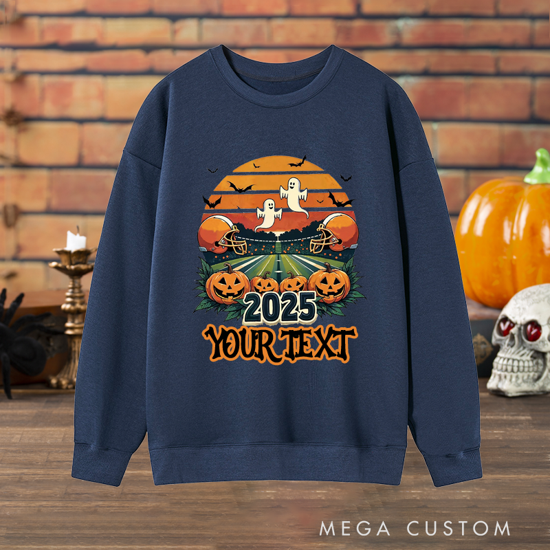 Personalized Halloween American Football Sweatshirt with Custom Your Text and Year for a Unique Touch