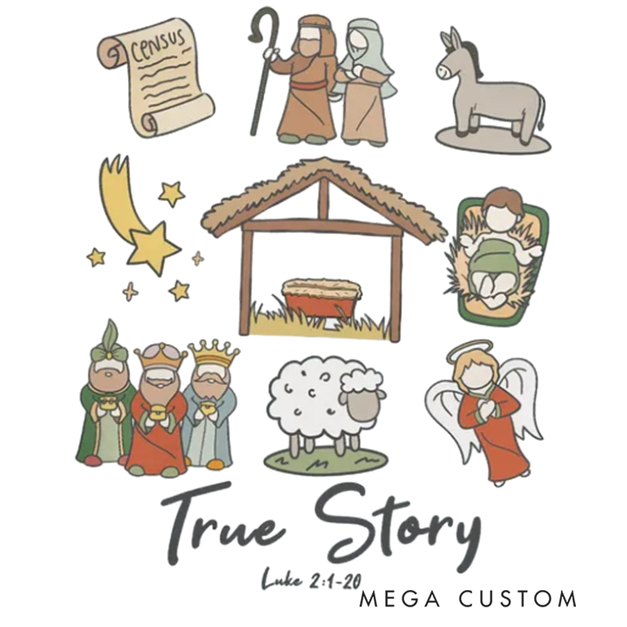 Personalized True Story Nativity Christmas Family Matching Long Sleeve Pajama with Name Religious Gift for Family