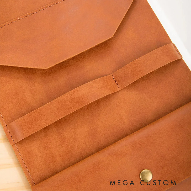 Personalized Cross Rejoice Always Name Leather A5 Sketchbook Notebook Cover with Storage Pocket Christmas Gift for Christian