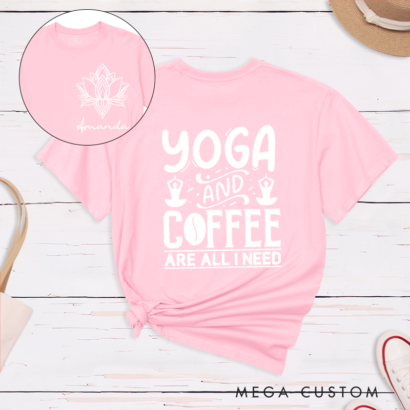 Personalized Yoga Chakra T-Shirt with Yoga and Coffee Quote Design Perfect Gift for Yoga Lover and Meditation