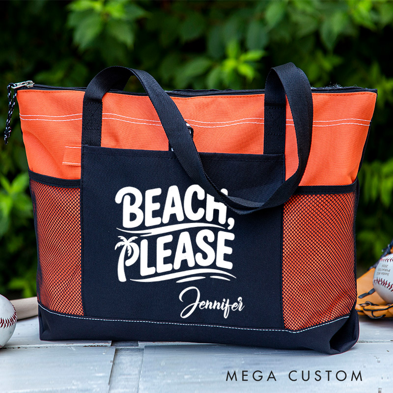 Personalized Beach Please Tote Bag Canvas Tote Travel Bag Gift for Traveling Lovers Vacation Gift