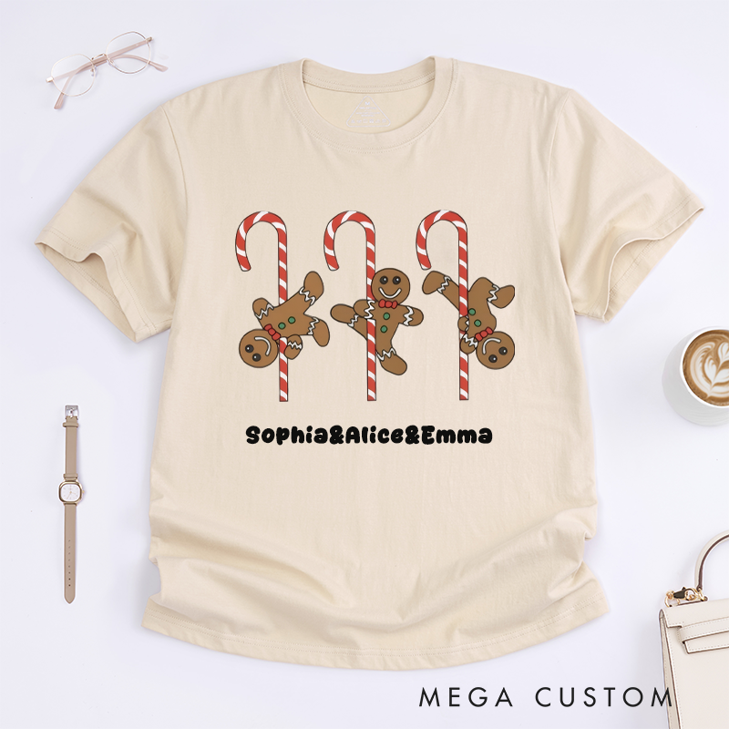 Personalized Gingerbread Dance T-Shirts Cute Gift for Women Custom Name Tee Perfect for Friends Family