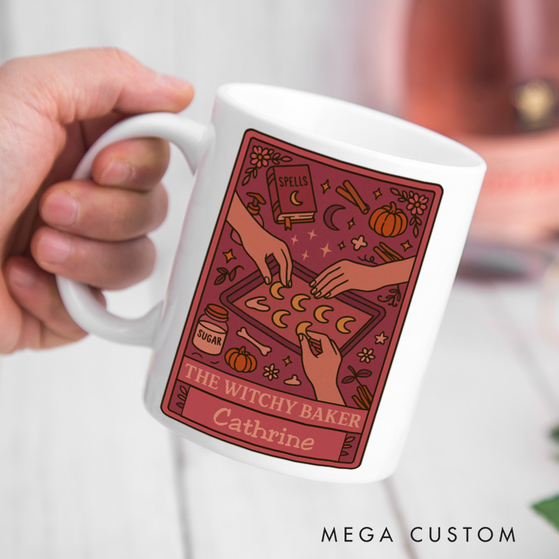 Personalized the Witchy Baker Mugs Custom Halloween Baking Cup with Name Tarot Baking Witch Coffee Mug Baking Lover Gift