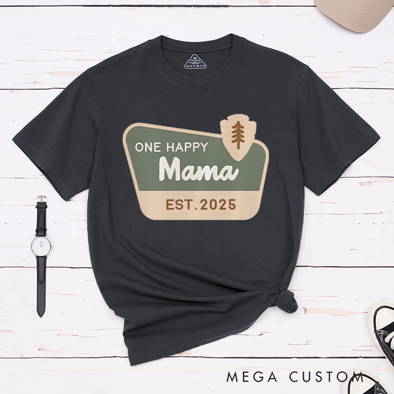Personalized One Happy Camper Shirt Camp Mommy T-Shirt for Camping Hiking Lovers