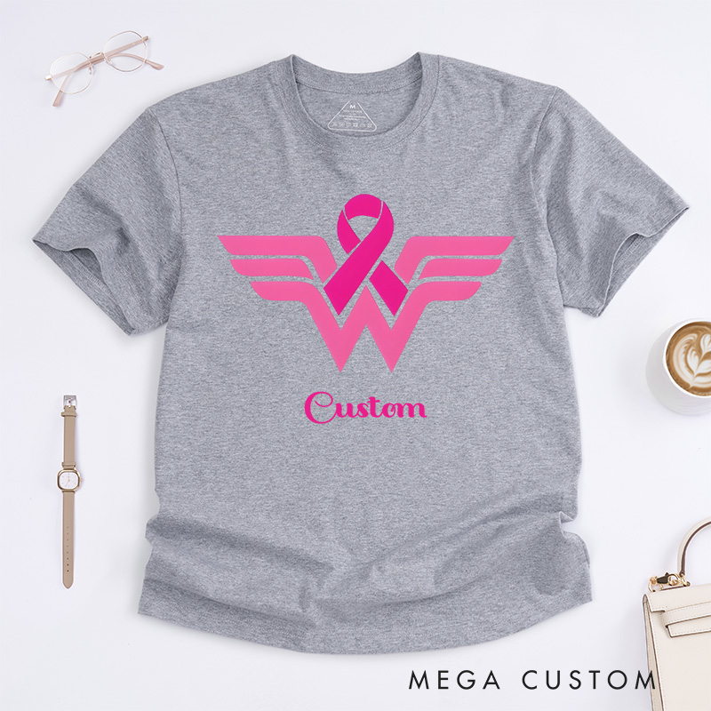 Personalized Breast Cancer Awareness Pink Ribbon T-Shirt Cancer Survivor Gift