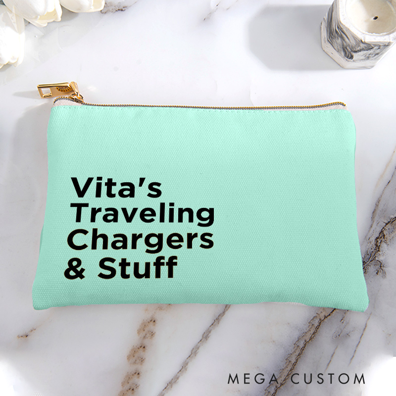 Personalized Traveling Chargers and Stuff Storage Bag for Traveling Lover Zippered Project Pouch Gift for Travelers