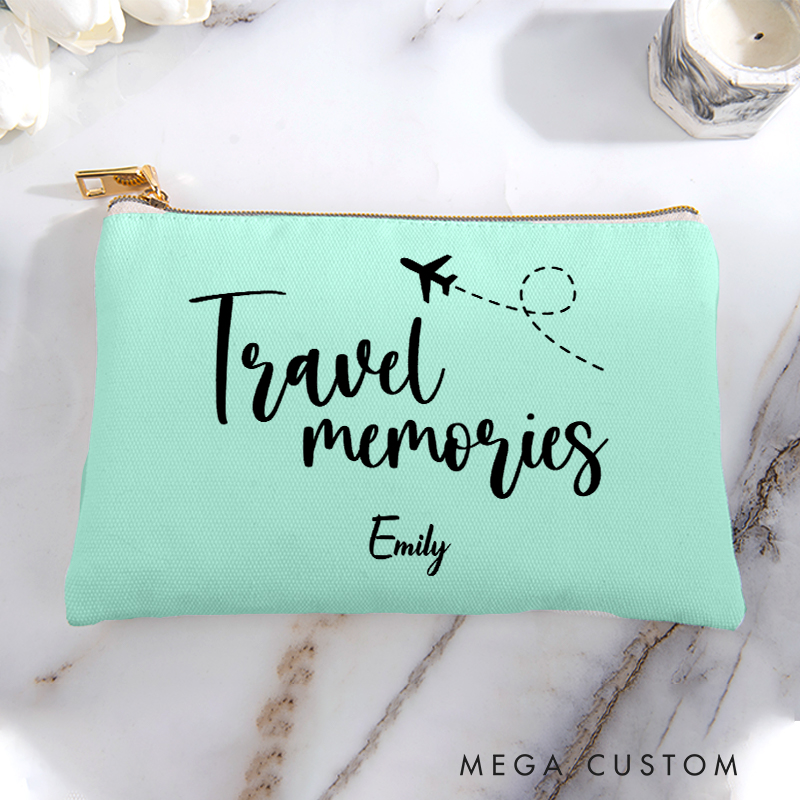 Personalized Travel Memories Storage Bag for Traveling Lover Zippered Project Pouch Gift for Travelers