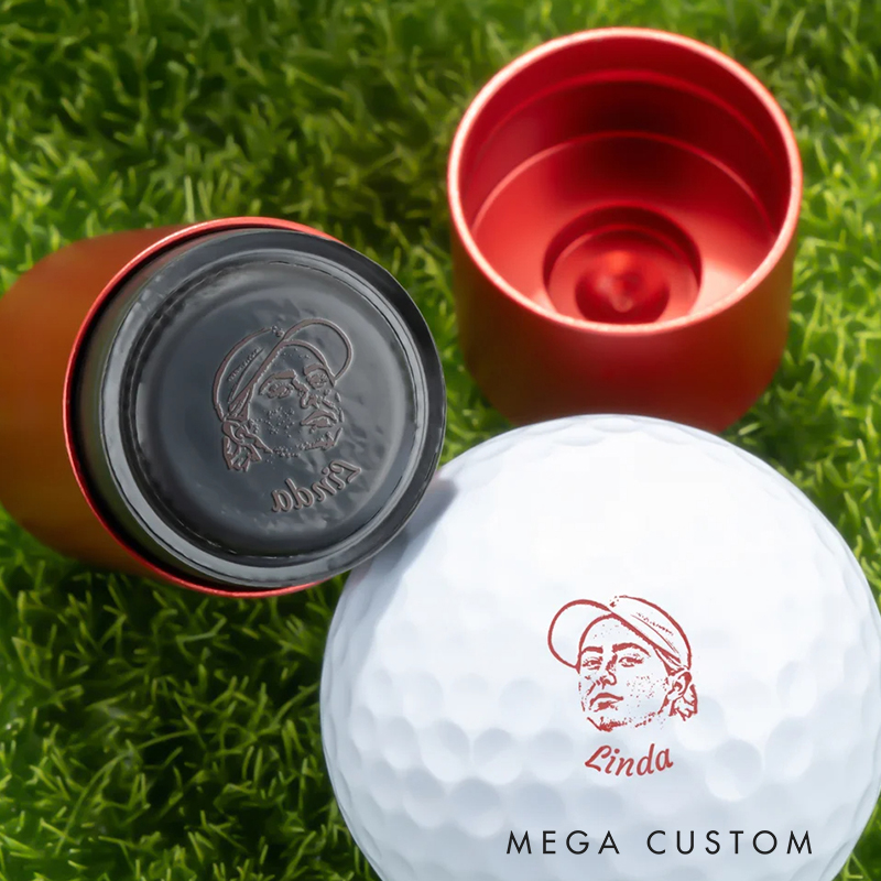 Personalized Golf Ball Stamp with Custom Face Photo and Name  