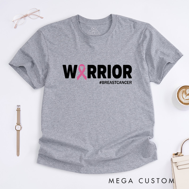 Personalized Breast Cancer Warrior Strength Message T-Shirt Cancer Fighters Gift