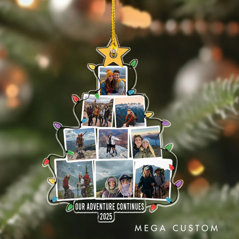 Personalized Photo Camping Christmas Tree Ornament Outdoor Lover Christmas Decor Gift for Hiking Family 