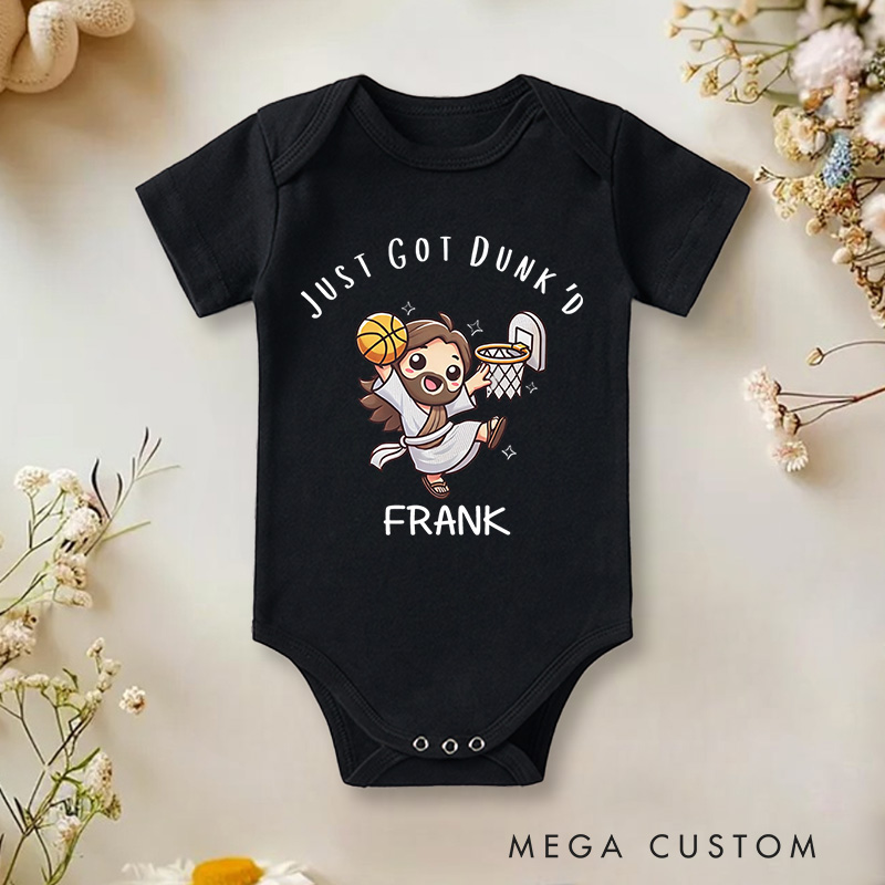 Personalized Just Got Dunk'd Baptism Baby Onesie Gift for Baby Shower