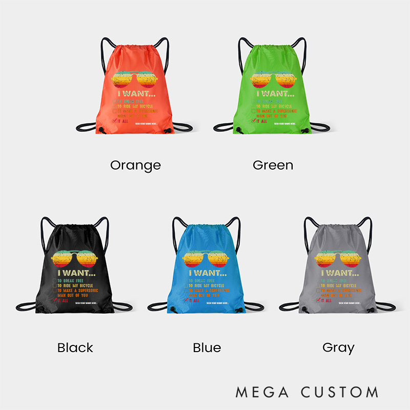 Personalized Retro Style Drawstring Bag Team Sunglasses Sports Backpack Bags for Cycling Lovers