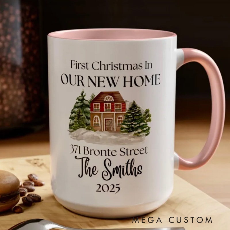 Personalized New Home Mug First Christmas in Our New Home Mug House Address Mug Happy New Home Gift Christmas in New Home Keepsake 2025