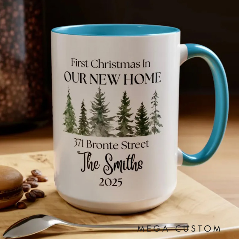 Personalized New Home Mug First Christmas in Our New Home Mug House Address Mug Christmas in New Home Keepsake