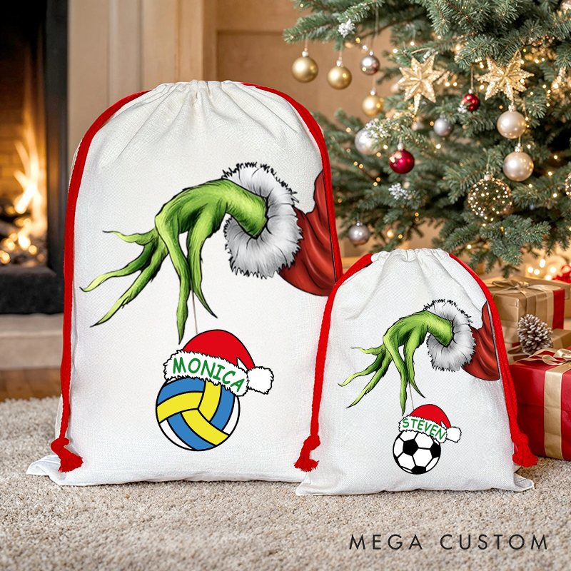 Personalized Funny Christmas Sack with Custom Name and Sport Design  