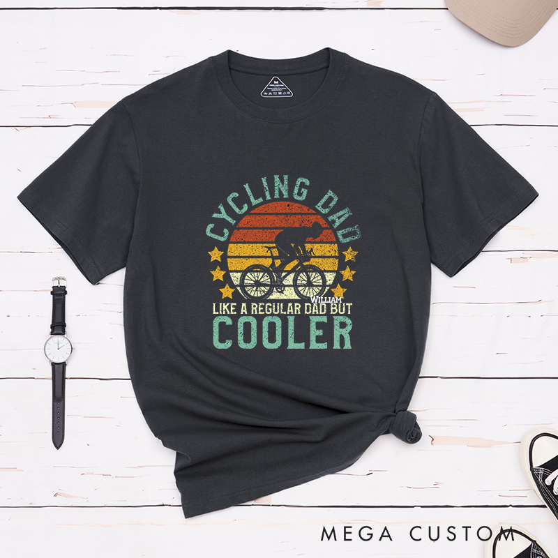 Personalized Coolest Dad T-Shirt with Open Road and Adventure for Outdoor Adventures Riding Cycling Biking Enthusiasts