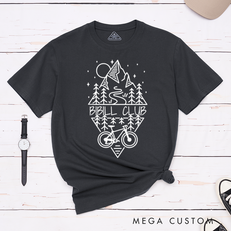 Personalized Adventure Cycling Club T-Shirt with Unique Mountain and Forest for Outdoor Adventures Riding Cycling Biking Enthusiasts