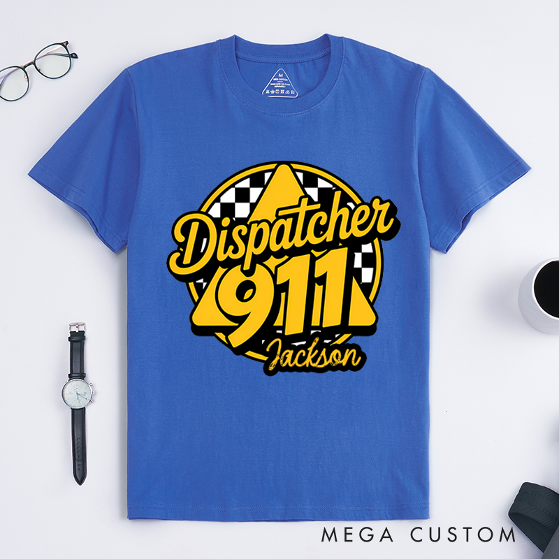Personalized Dispatcher 911 T-Shirt with Bold Graphic Design Gift for Emergency Dispatchers