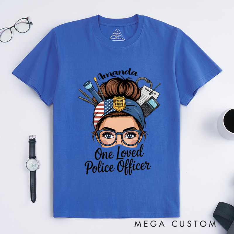 Personalized One Loved Police Officer T-Shirt with Stylish Graphic Design Gift for Women in Law Enforcement