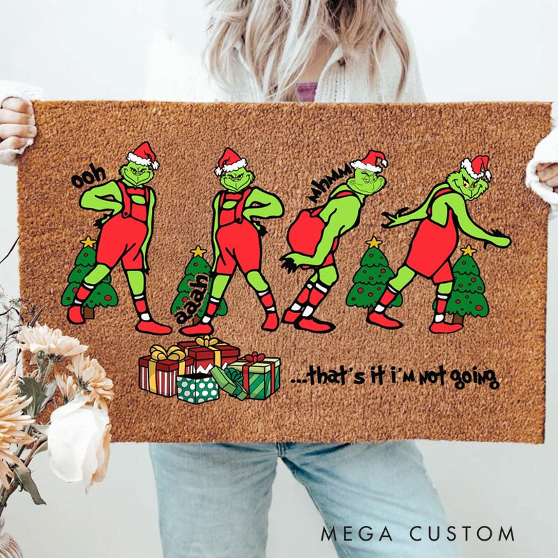 Personalized Green Welcome Christmas Door Mat Funny Holiday Welcome Mat With Santa Hat Green Inspired Doormat Cute Christmas Entry Rug Xmas Porch