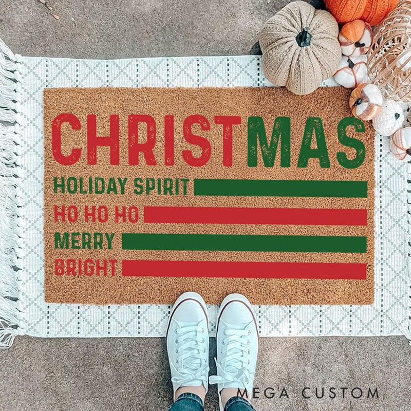 Personalized Christmas Doormat Tis The Season Christmas Doormat Custom Buffalo Plaid Tree Welcome Mat Holiday Porch Decor Rustic Farmhouse Entry Rug