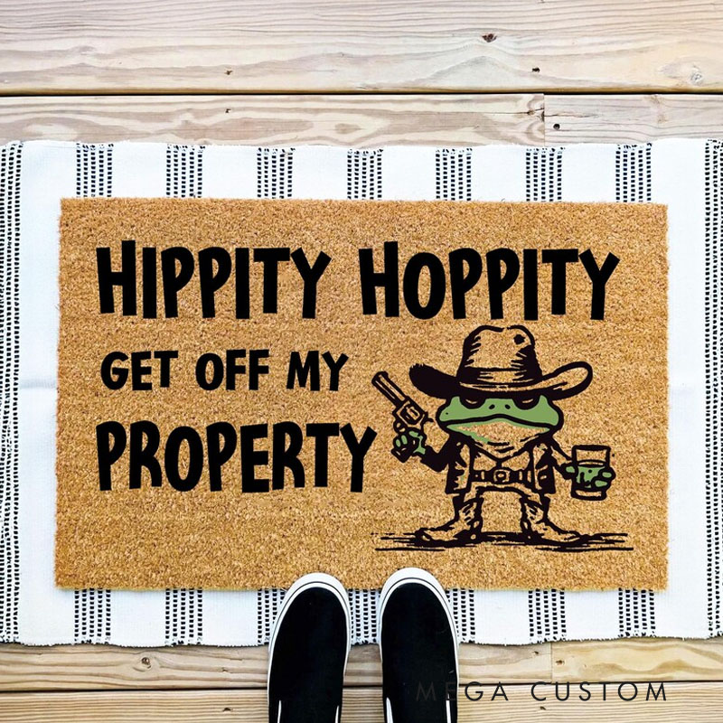 Personalized Hippi.ty Hopp.ity Get Off My Property Doormat Welcome Doormat Funny Doormat Funniest Mat New Home Gift Housewarming Gift Funny Gift
