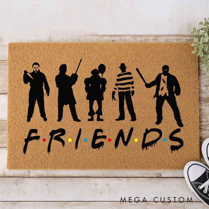 Personalized Friends Horror Halloween Doormat In This House We Horror Doormat Halloween Creepy Rug Scary Doormat Halloween Decor Halloween Gifts
