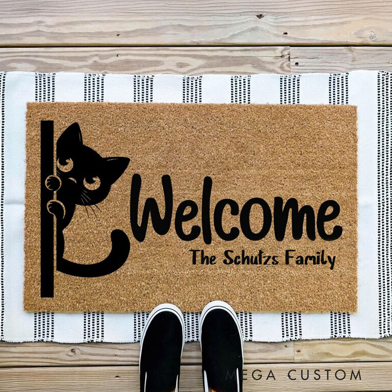 Personalized Welcome Cat Doormat Funny Cat Doormat Gift For Pet Lovers Custom Cat Doormat New Home Cat Lover Present Hope You Like Cats