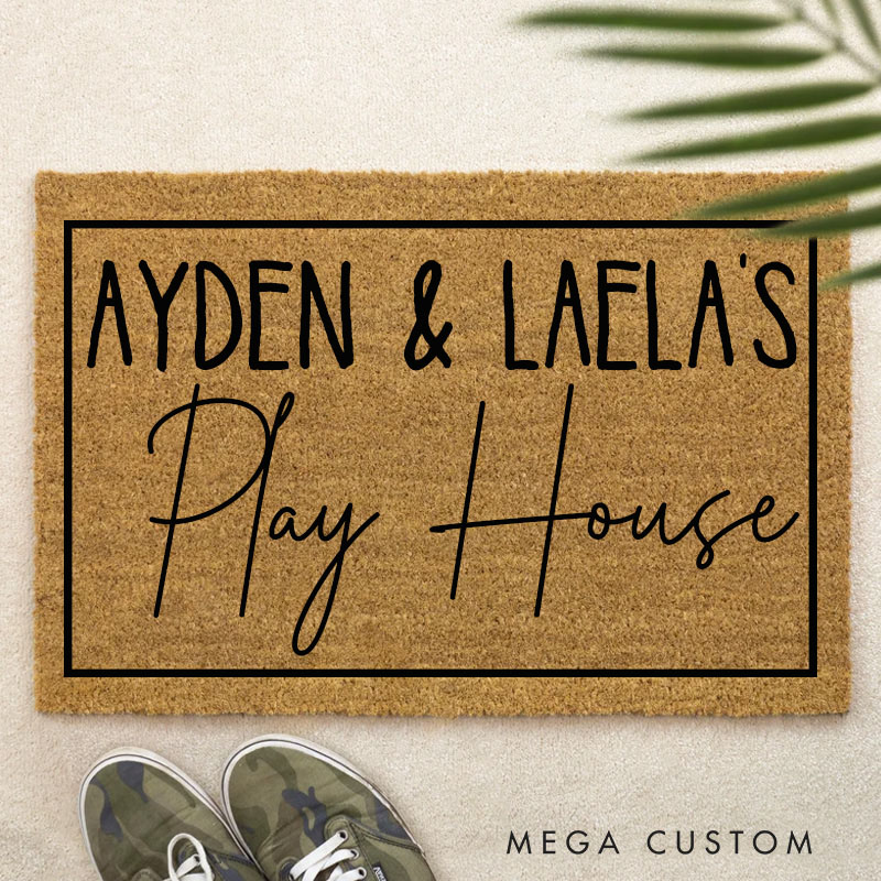 Personalized Home Doormat Custom Playhouse Doormat Personalized and Whimsical Housewarming Gift Welcome Mat for Home