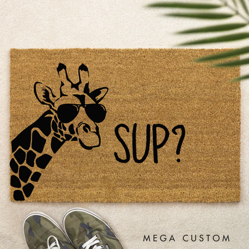 Personalized Home Doormat Welcome Front Doormat Custom Quirky Giraffe Doormat Housewarming Gifts Welcome Mat for Home Closing Gift New Home Gift