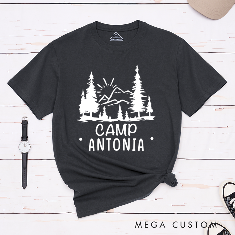 Personalized Simple Camping Summer T-Shirt Hiking Outdoors Nature Lovers Gift