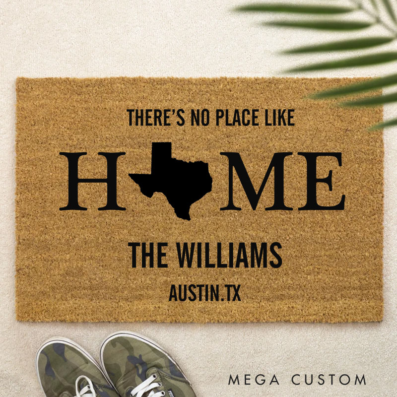 Personalized American State Mat Pick Your State Housewarming Gift Custom Personalized Rug Gift State Silhouette Doormat Closing Gift Front Door Mat