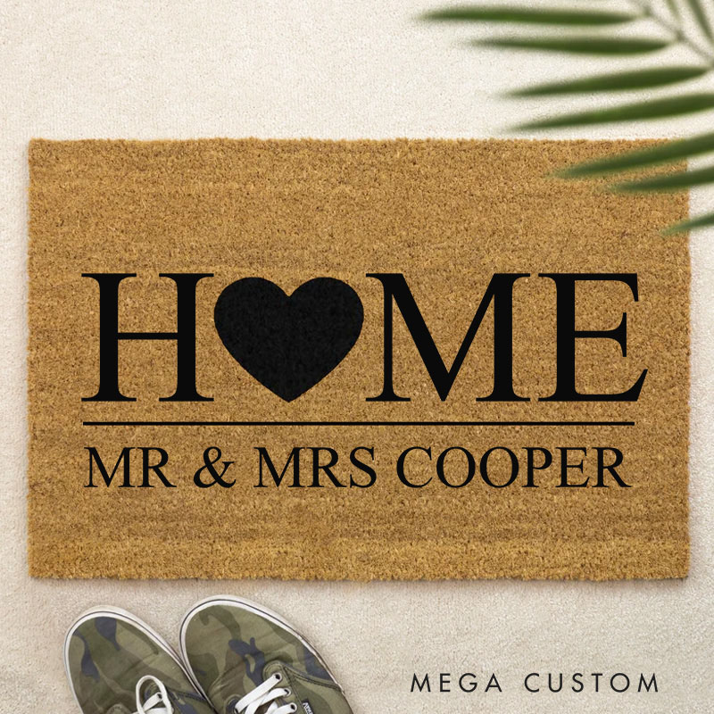 Personalized Home Doormat Custom Front Doormat First Home Couple's Gift Housewarming Gifts Couples and New Beginnings Closing Gift New Home Gift