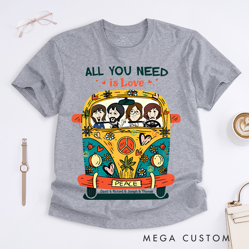 Personalized Classic T-Shirts Retro Hippie Graphic Tee Perfect for Classic Rock and Hippie Style Lovers and 60s Music Fans T-Shirt