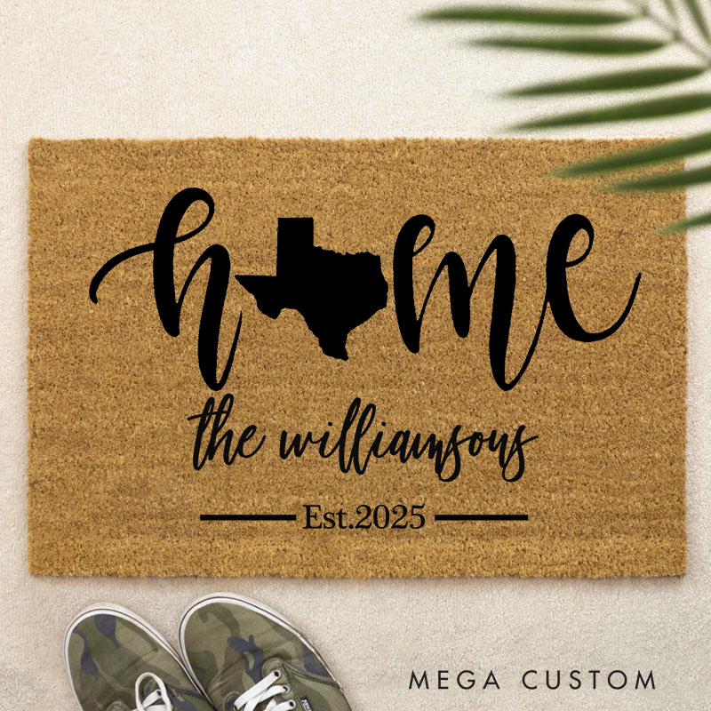 Personalized American State Mat Pick Your State Housewarming Gift Custom Personalized Rug Gift State Silhouette Doormat Closing Gift Front Door Mat