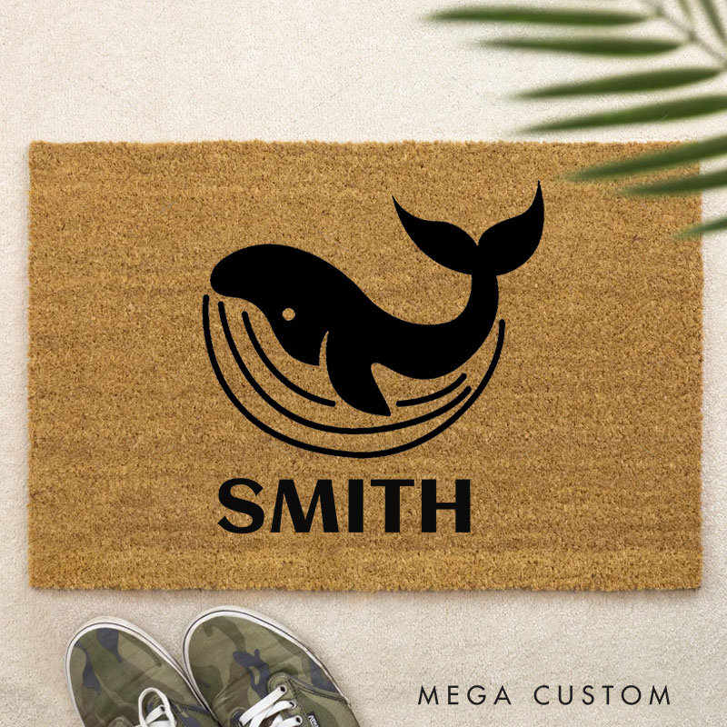 Personalized Whale Doormat Home Doormat Custom Welcome Front Doormat Housewarming Gifts for Coastal inspired Homes