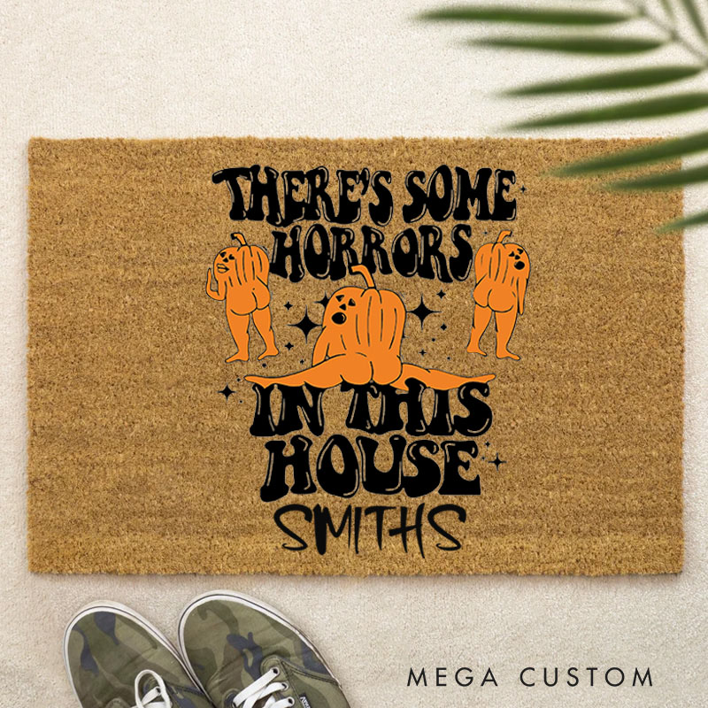Personalized Haunted Pumpkin Doormat Custom Halloween Welcome Front Doormat Housewarming Gifts First Home Gift Halloween Gift