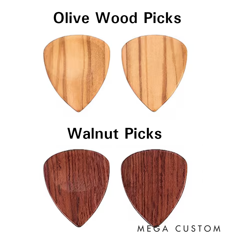 Personalized Wooden Guitar Picks with Storage Case Engraved Holder Box for Pick Set Gift for Guitar Player Musician Birthday Gift Idea