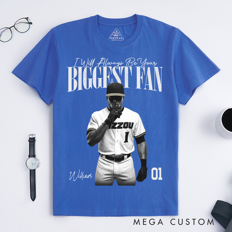 Personalized Biggest Fan T-Shirt with Player Image and Name Customization 