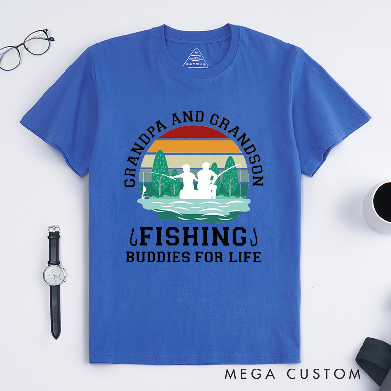 Funny Fishing T-Shirt Fishing Gifts Buddies for Life Design Comfortable Cotton T-Shirt Perfect Gift for Fishing Enthusiasts and Family Bonding
