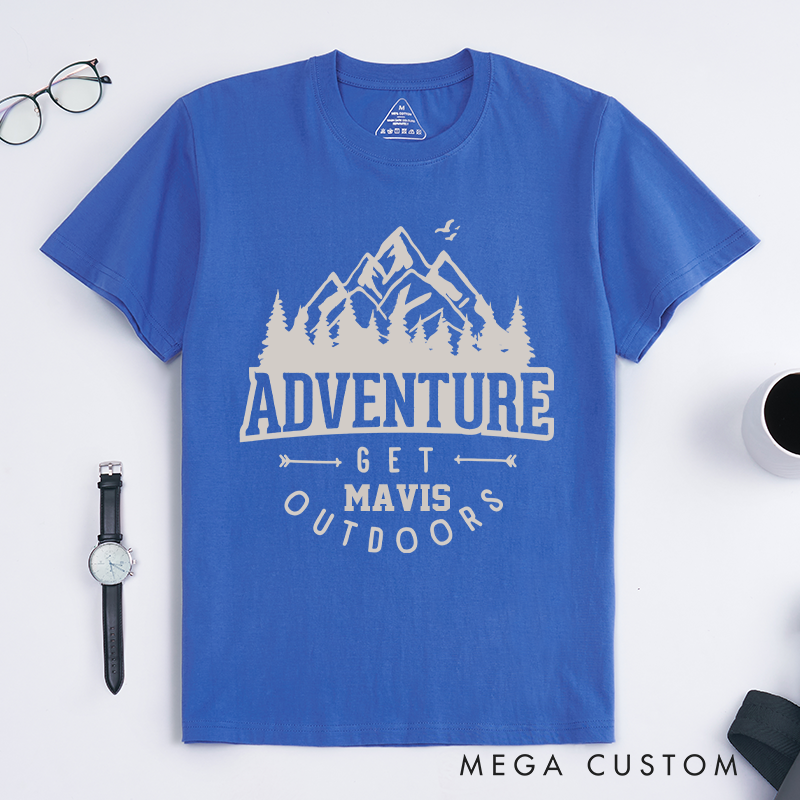 Personalized Adventure Get Outdoor T-Shirt Camping Hiking Shirt Mountain Climber Nature Lovers Tee Gift for Partner