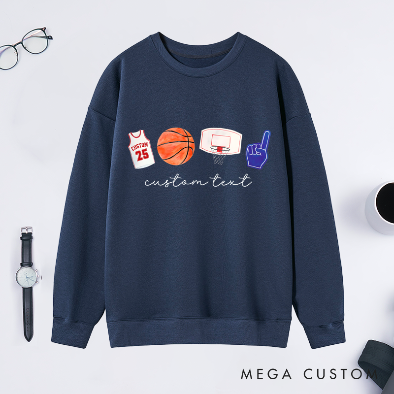 Personalized Basketball Sweatshirt Custom Jersey Number Custom Text Shirt