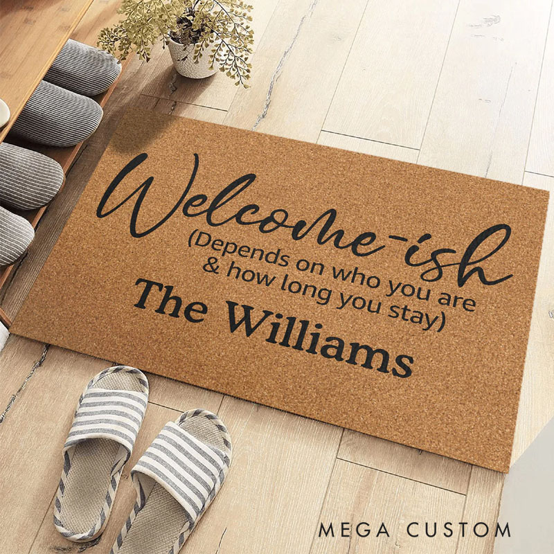 Funny Personalized Welcome Mat for New Home Custom Family Doormat Perfect Housewarming Gift for Entryway Decor Durable Indoor Outdoor Floor Rug with Humor