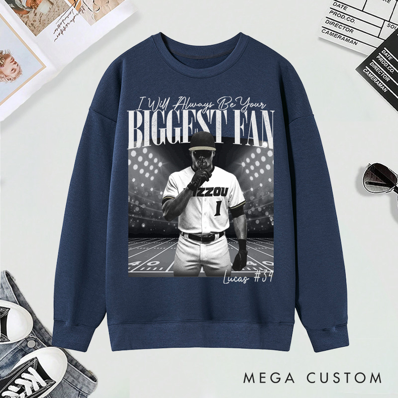 Personalized "I’ll Always Be Your Fan" Baseball Sweatshirt with Custom Photo and Name