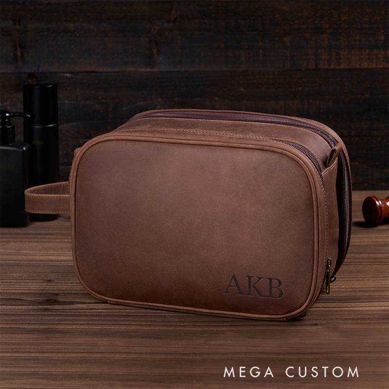 Personalized Men's Leather Toiletry Bag Leather Dopp Kit Anniversary Gift Custom Gift for Men Gifts For Husband Wedding Groomsmen Gifts