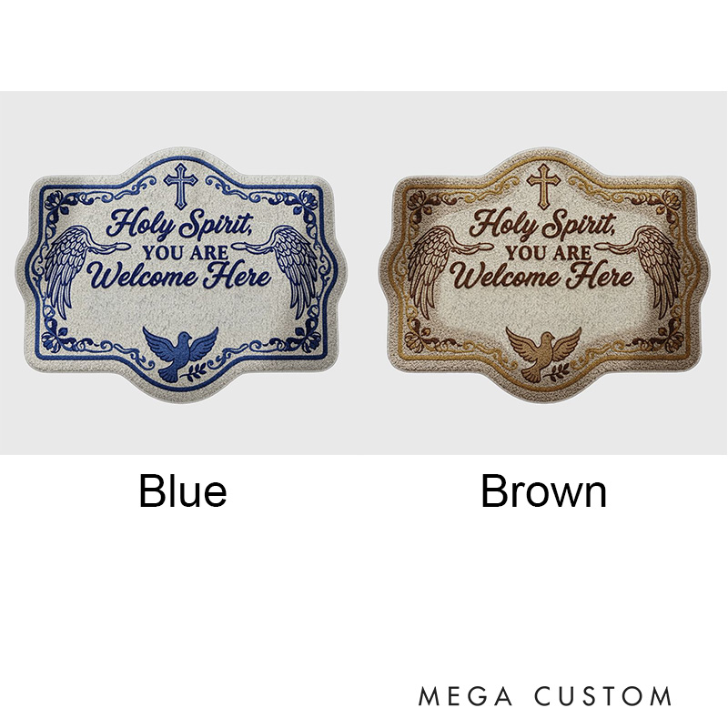 Personalized Holy Spirit You are Welcome Her Christian Non-Slip Tufted Rug with Family Name Home Decor Welcome Rug Religious Gift for Faithful Family